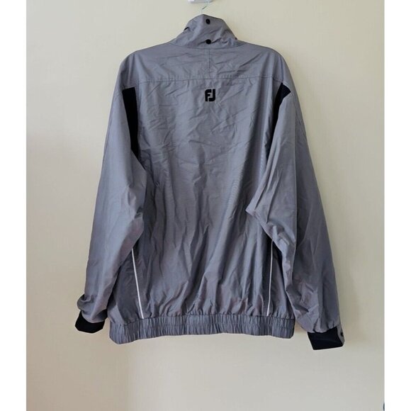 DryJoys FootJoy Jacket Mens XL Gray Full Zip Mockneck Pockets Lined LS Golf Logo - Picture 16 of 16